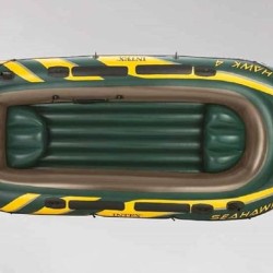 Intex Inflatable Air PVC Seahawk 4 Boat Set, Multi Color