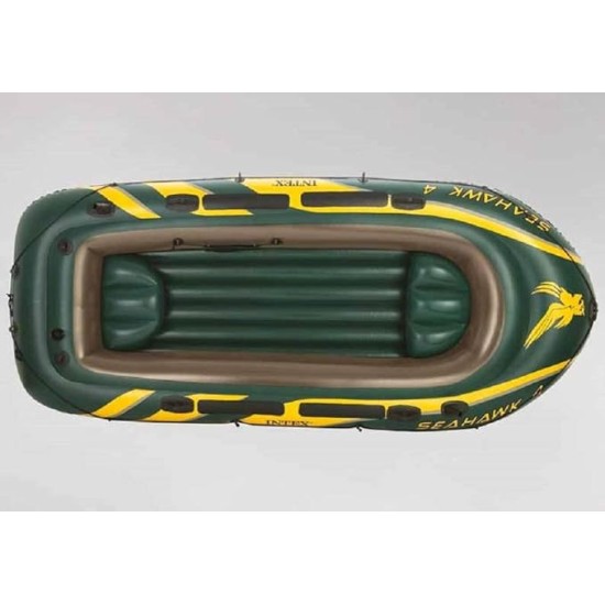 Intex Inflatable Air PVC Seahawk 4 Boat Set, Multi Color