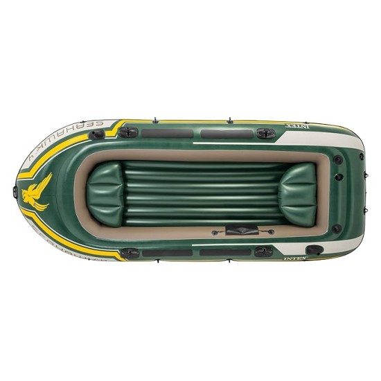 Intex Inflatable Air PVC Seahawk 4 Boat Set, Multi Color