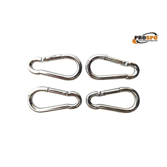 Prospo 10X100mm stainless steel spring snap hook carabiner pack of 4 Prospo 10X100mm stainless steel spring snap hook carabiner pack of 4