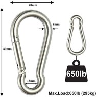 Serveuttam carabiner stainless steel snap hook cable attachment 