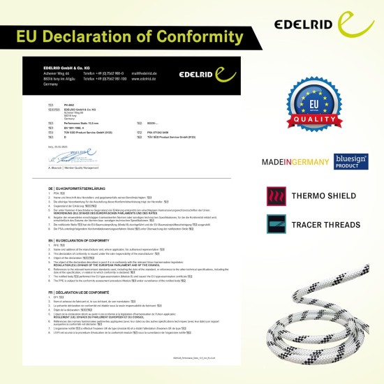Edelrid performance static 10mm climbing rope 200m snow Edelrid performance static 10mm climbing rope 200m snow