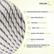 Edelrid performance static 100 meter rope snow 9mm