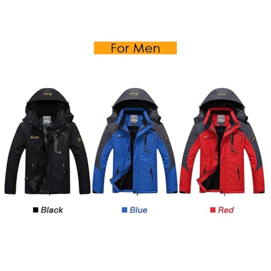 Men's Mountain Waterproof Ski Windproof Winter Warm Jacket for Camping Hiking Skiing