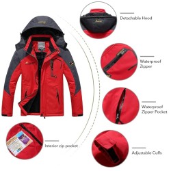 Men's Mountain Waterproof Ski Windproof Winter Warm Jacket for Camping Hiking Skiing