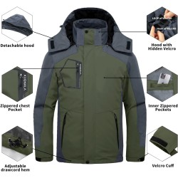 Mens Winter Skiing Jacket 3 in 1 Waterproof Warm Snow Fleece Lining Coat Hooded Windproof Jacket S-6XL