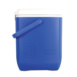 Coleman 30qt excursion ice box 28l large cooler box with strong handle holds 38cans and 2 litre bottle upright blue 