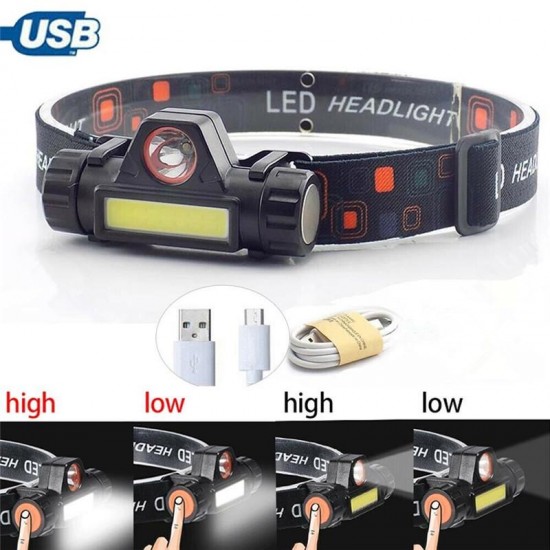 LED Headlamp USB Rechargeable Flashlight Mini Headlight Head Light Torch 