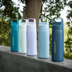 Lifestraw go series double wall bpa free vaccum insulated 18 oz stainless steel water filter bottle for travel and everydayuse seafoam