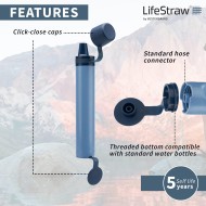 Lifestraw peak series personal water filter straw for outdoor emergency backup filtration & ultralight hydration sand blue 