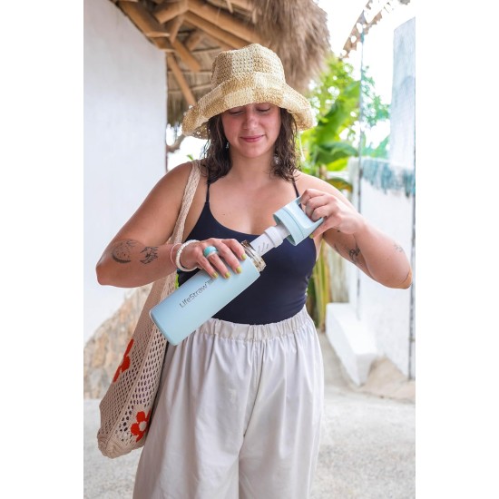 Lifestraw go series double wall bpa free vaccum insulated 18 oz stainless steel water filter bottle for travel and everydayuse seafoam