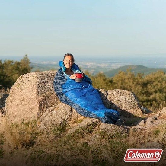 Coleman fision 100 single mummy sleeping bag for adults comfort-9 temprature to -8 temprature height upto6/8 feet winter travel bed waterproof lightweight 