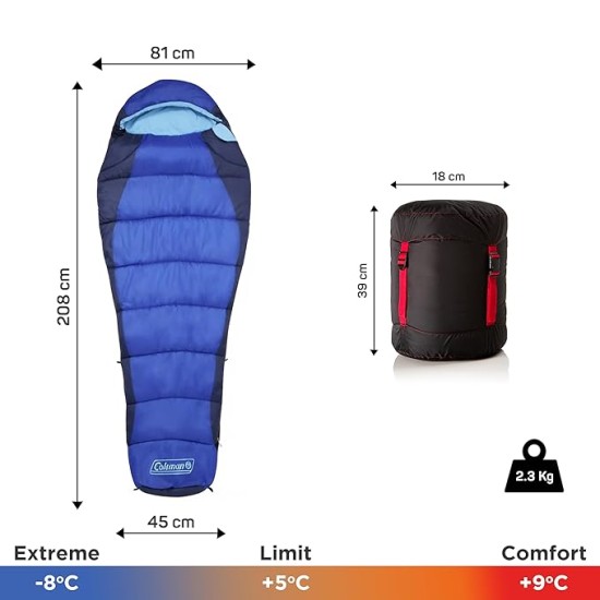Coleman fision 100 single mummy sleeping bag for adults comfort-9 temprature to -8 temprature height upto6/8 feet winter travel bed waterproof lightweight Coleman fision 100 single mummy sleeping bag for adults comfort-9 temprature to -8 temprature height upto6/8 feet winter travel bed waterproof lightweight