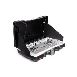 Coleman triton 2 burner propane camping stove with instastartignition portable camping cooktop with 2 adjustable burners & wind guards 22,000btus