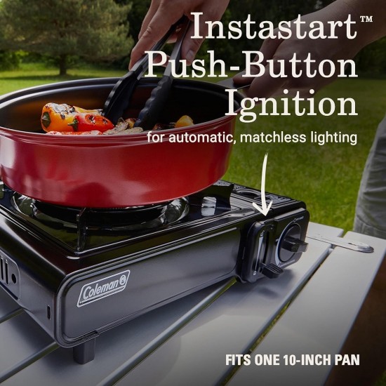 Coleman classic 1-burner butane stove portable camping stove with carry case and push-button instant ignition , includes precise temprature control and wind baffle Coleman classic 1-burner butane stove portable camping stove with carry case and push-button instant ignition , includes precise temprature control and wind baffle