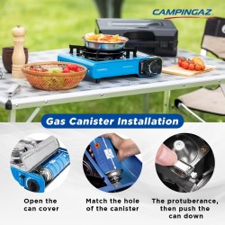 Campingaz coleman stainless steel camp bistro camping stove flame portable gas cartridge cooker 2200w blue 